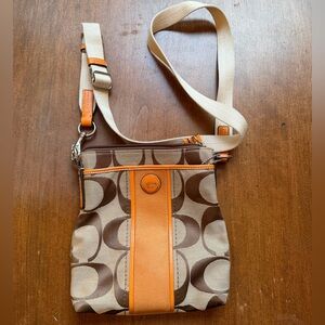 Coach Brown and Orange Crossbody Bag